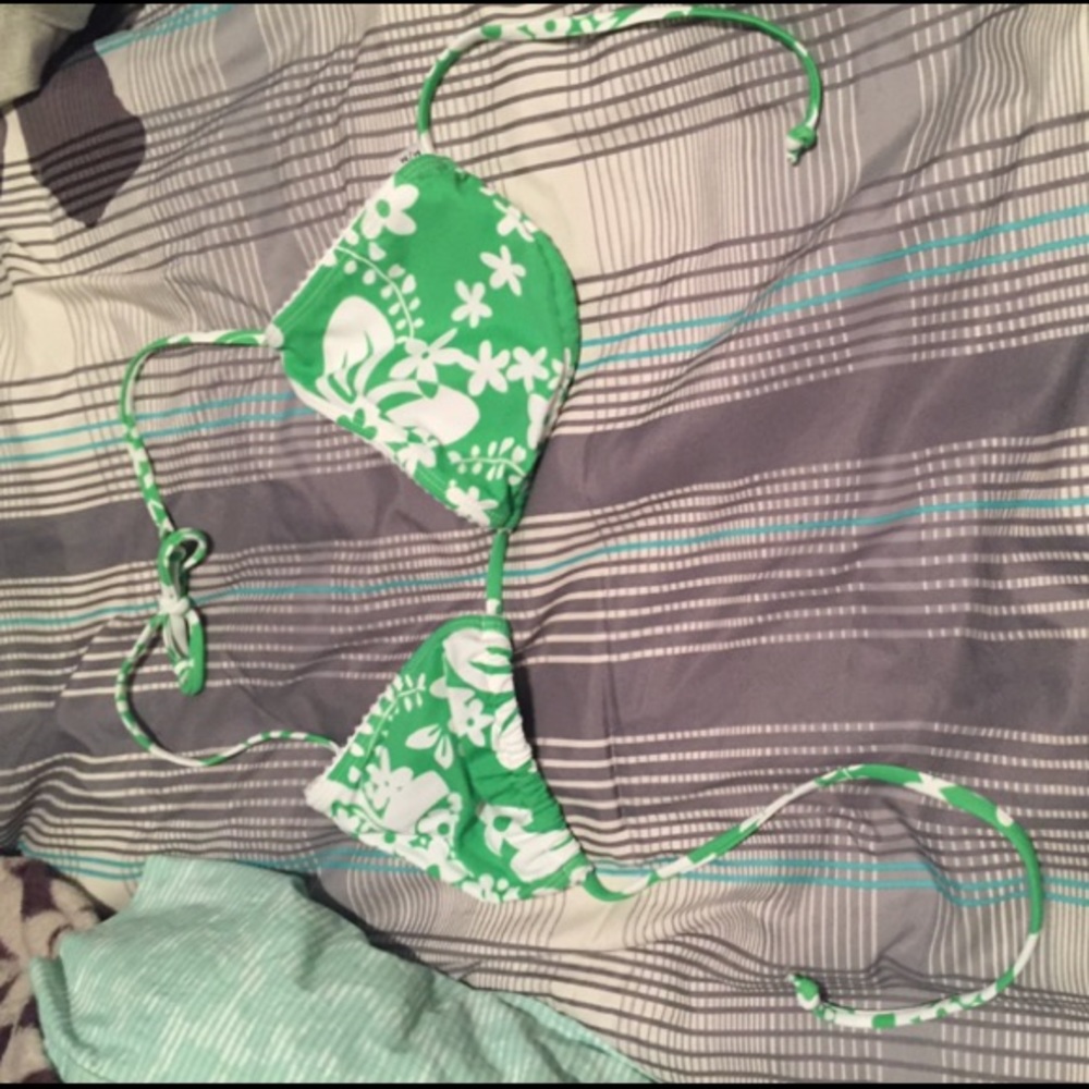 Old navy Green and white flower bikini top